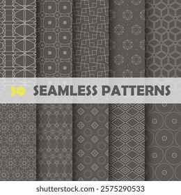 abstrac set Monochrome line grids textured geometric shape seamless pattern textile backgrounds collection