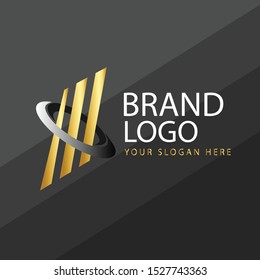 Abstrac shape logo. Premium Vector  Logo in two color variations. Beautiful Logotype design for luxury company branding. Elegant identity design in black and gold.