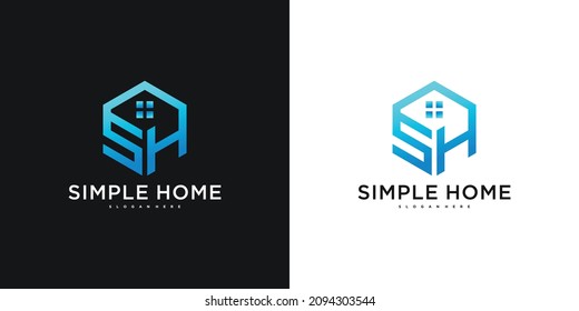 Abstrac simple home logo with combined letter s and h Premium vekto