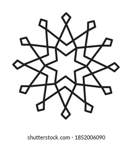 abstrakte Schneeflocke auf weißem Hintergrund, Linienstil, Vektorgrafik