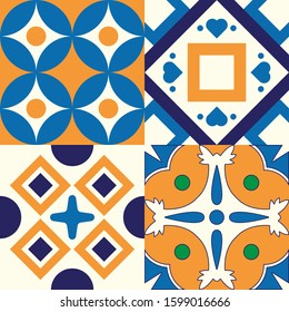 Abstrac Tile Floor Patterm With Four Variant Pattern