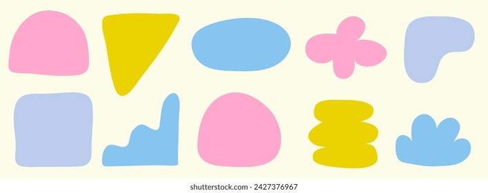 Abstrac vector shape collection. Ogranic forms for childish pattern or kids background. Simple collage elements. 