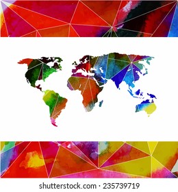 abstrac watercolor map of the world isolated on white