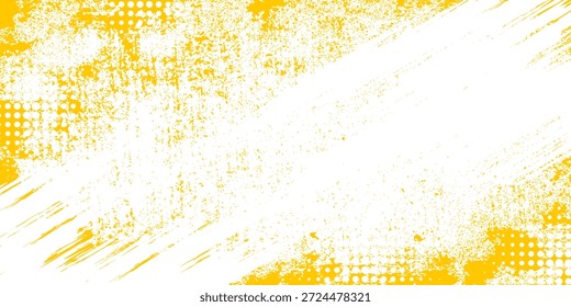 Fondo amarillo abstracto de la textura del grunge con el Vector del efecto del semitono.