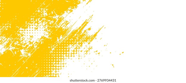 Abstrac yellow grunge texture background with halftone effect vector.