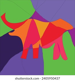 arte abstracto de dos en un animal con estilo cubismo
