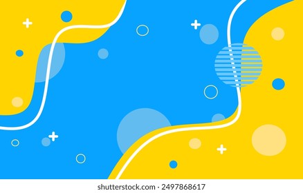 Abstrack banner blue yellow with line circle. Background fluid design. Vector eps 