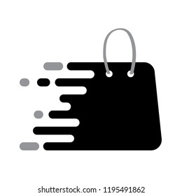 Abstrack Black logo shopping bag icon with plack for your text, isolated vector on white background, illustration