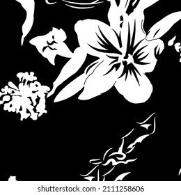 Abstrack Patrón sin foco de las flores negras y blancas.