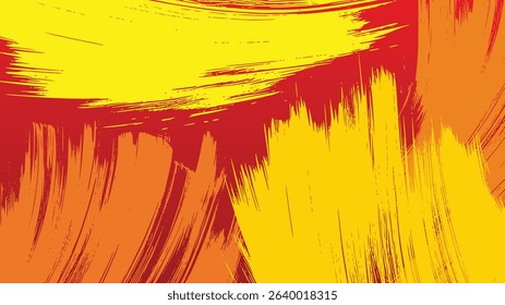 abstrack brush with vibrant orange and yellow with red background