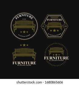 abstrack chair furniture vintage logo design template Premium Vector