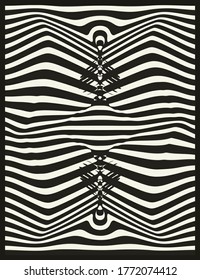 Abstrack design  Wave lines black and white Vector Illustration