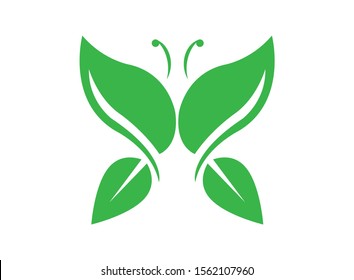 Abstrack eco leaf butterfly logo design vector