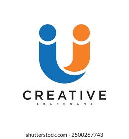 Abstrack flat people logo design. Premium Vector