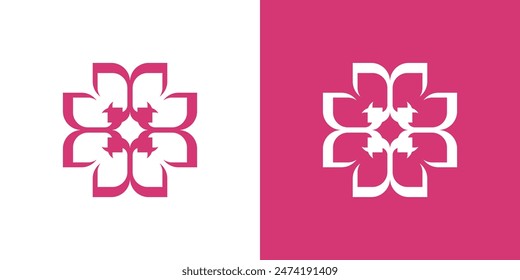 Diseño del logotipo de la flor abstracta. Vector Premium
