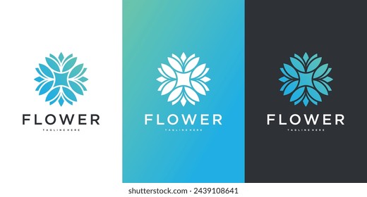 Abstrack flower logo vector with gradient unique. Premium Vector