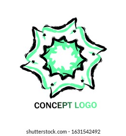 Abstrack Flower Mandala Logo Design Vector. Green and black abstract Flower logo