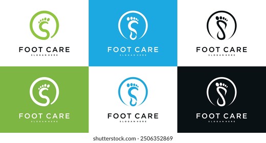 Abstrack foot care logo design. Premium Vector