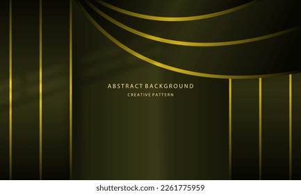 Abstrack Geometric Gradient Curtains Background Elegant Dark Green Color  For Company Presentation Background  Mock Up With Gold Light Color  EPS 10 