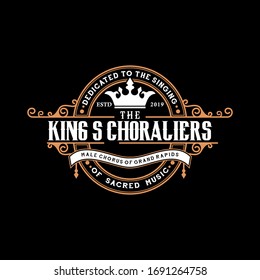 abstrack king elegant vintage logo design template vector