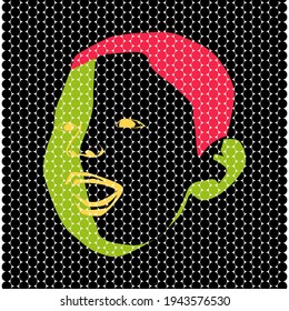 Abstrack little child smile face art black cicrcle pixel,