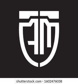 AM Abstrack logo monogram with emblem style isolated on black background