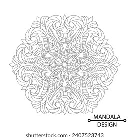 Abstrack Mandala of Coloring Book Page for Adults and Children Easy Mandala Coloring Book Pages for Adults to Relax, Experiences Give Relief. Resizeable Vector File