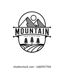 abstrack mountain logo vintage design premium template vector