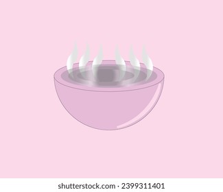 is an abstrack object that resembles a pink bowl with white flame on top