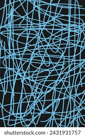 Abstrack scribbles in black backgrund. Random lineart.