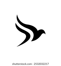 abstrack simple bird silhouette black vector logo