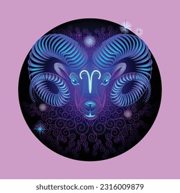 abstrack style blue goat head pattern vector 2D palgenep