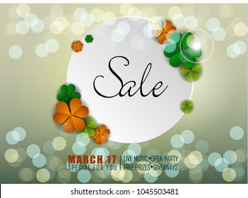 Abstrackt of St.Patrick's Day Background. Card or Banner for Sale Campaign Template Design. Vector and Illustration, EPS 10.