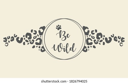 Abstracr art vector illustration watercolor background with frame for text and leopard pattern with splashes paint. Design template for banner, sale promotion, special offer, social media publication.