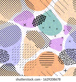 Abstracr colorful vector seamless pattern. Modern memphis style background.