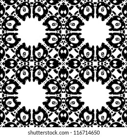 Abstracr ornamental seamless pattern background black and white vector illustration