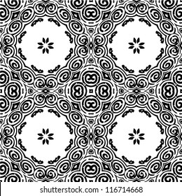 Abstracr ornamental seamless pattern background black and white vector illustration