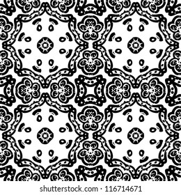 Abstracr ornamental seamless pattern background black and white vector illustration