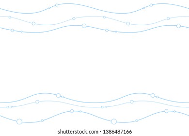 Abstracr seamless horizontal border pattern with smooth lines and circles, wave, isolated on white background. Endless stylish texture. Space for text. Horizontal direction.Vector color background.