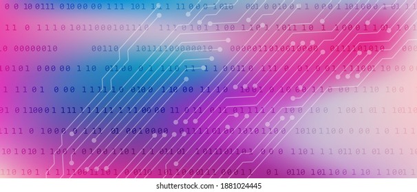 Abstract 0 1 digits programming code tech vector background with fluid gradient. Zero, one numbers cyber monday sale background. Hacker coding concept, row matrix vector