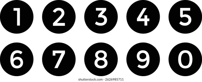 abstract 0 to 9 bullet point symbol vector illustration.