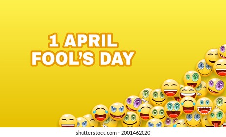 Abstract 1 Happy April Fool's Day Holiday Celebrate Background Smiles Emoticons Vector Design Style Banner Party Invitation Web Poster Flyer Stylish Brochure, Greeting Card Template