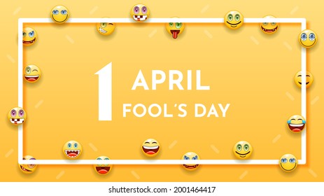 Abstract 1 Happy April Fool's Day Holiday Celebrate Background Smiles Emoticons Frame Vector Design Style Banner Party Invitation Web Poster Flyer Stylish Brochure, Greeting Card Template