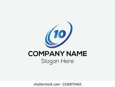 Abstract 10 letter modern initial logo design