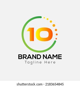 Resumen 10 letras diseño moderno inicial del logotipo con icono de burbuja.