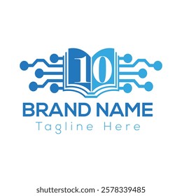 Abstract 10 letter modern initial Book and education logo design	