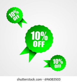 abstract 10% OFF badge style 2 vector green color
