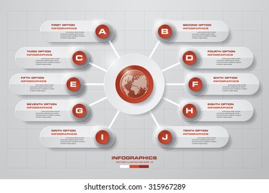 Abstract 10 steps business presentation template. Design clean number banners template/graphic or website layout. Vector.