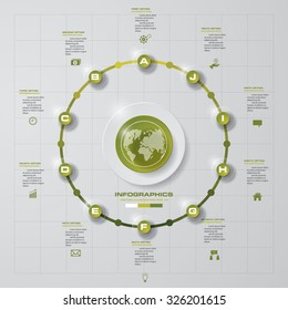 Abstract 10 steps circle infographics background. Number banners template/tags or website layout. Vector.