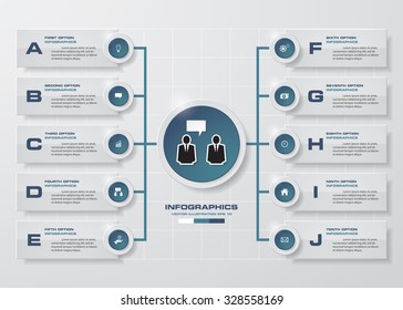 Abstract 10 steps circle infographics background. Number banners template/tags or website layout. Vector.
